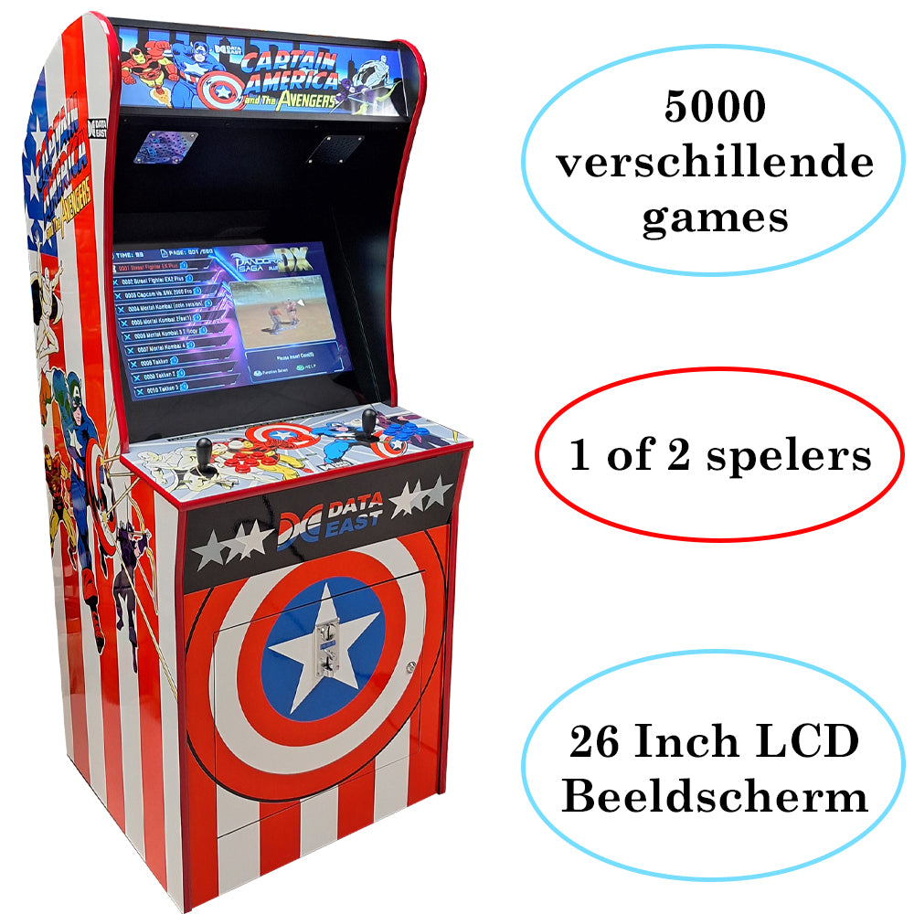 Arcadekast Captain America 5000 games - promotiefoto